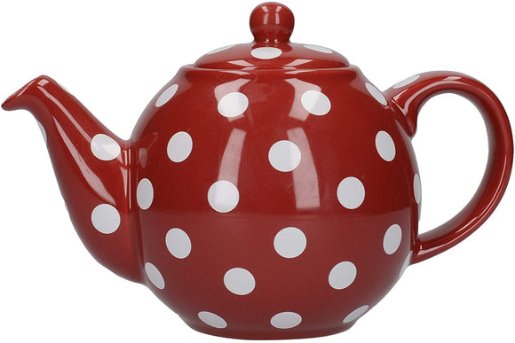 2 Cup Globe Teapot, Red w/White Spots