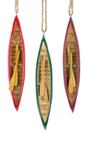 Wooden Canoe Ornament, 7" Assorted