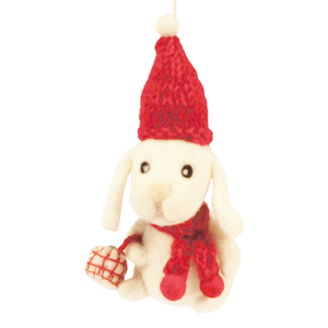 Hamro Felt Ornament, Puppy w/Red Hat