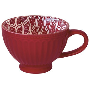 STAMPED LATTE MUG, 14oz, CARMINE