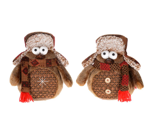 Brown Owl With Winter Hat/Scarf Plush Toy, 9
