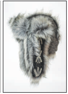 RMO Grey Fur Trimmed Trapper Hat w/ Embroidered Ear Flap