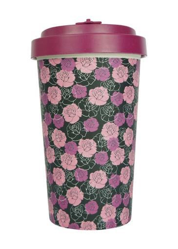 Bamboo Cup 500ml, Roses - Purple
