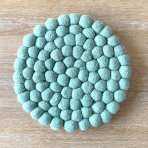 Hamro Felt Ball Trivet, Pastel Green 8" Dia