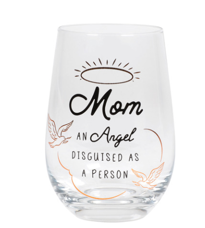 Angel/Mom Wine Glass, 15oz Stemless