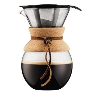 Bodum Pour Over Coffee Maker w/ Permanent Filter, Cork 1L