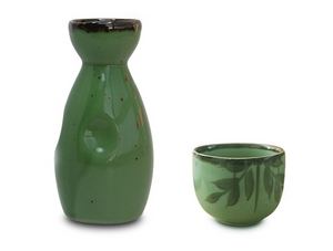 Green Bamboo Porcelain Sake Bottle, 150ml