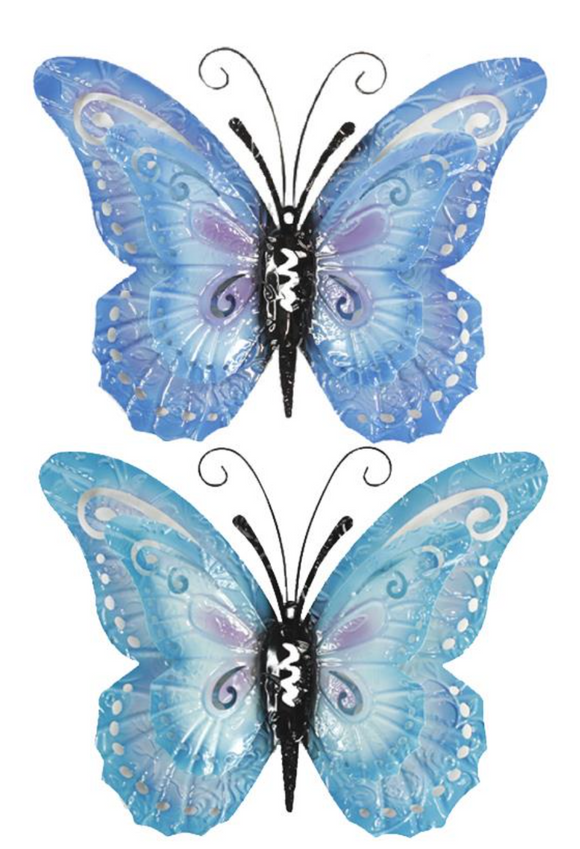 Frans Koppers Blue Metal Butterfly Set, 2pc