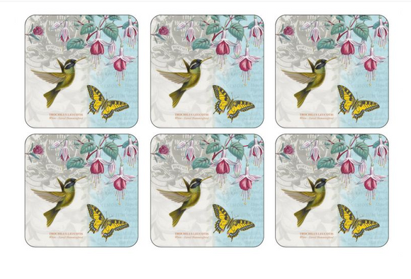 Botanic Hummingbird Coasters Set/6