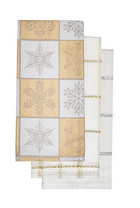 Harman Snowflake Check Tea Towel Set, 3pc