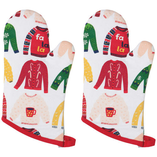 Now Designs Oven Mitt Set, 2pc Ugly Christmas Sweater