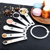 Fox Run Measuring Spoon Set, White w/Colour-Coded Symbols, 6pc