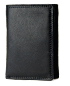 Rugged Earth Black Leather Trifold Wallet, Style 880006