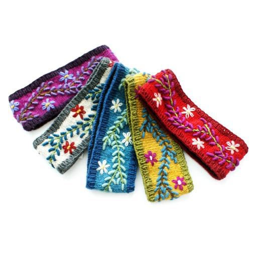 Hamro Knitted Nordic Flower Headbands, Assorted Colours