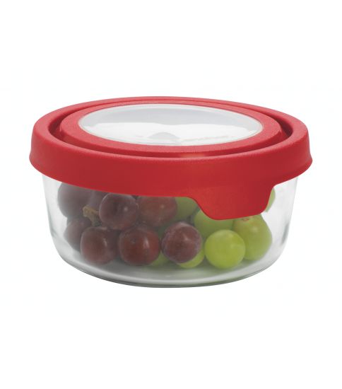 TrueSeal 4 Cup Round Storage Container, Red