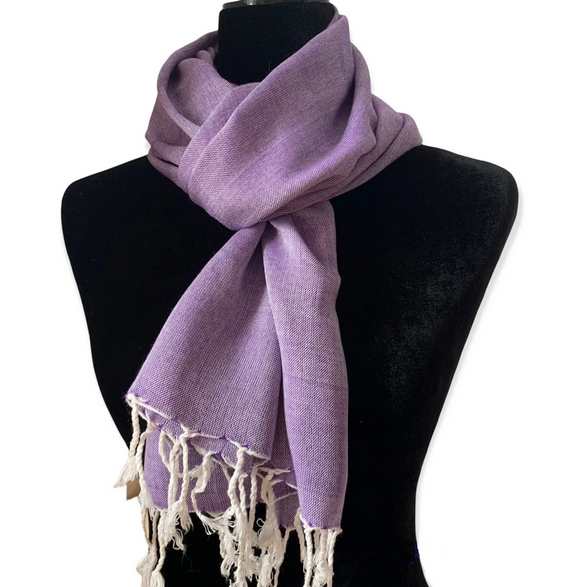 Dandarah Small Solid Handwoven Scarf - Mauve & White