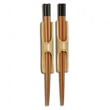 Burnished Bamboo Chopsticks w/Bamboo Holder, 2 Pairs