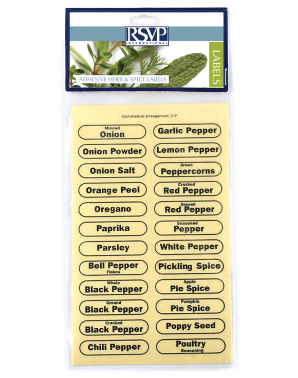 RSVP Clear Spice Labels S/84