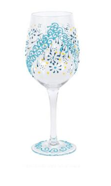 Indigo Henna Stem Wine Glass