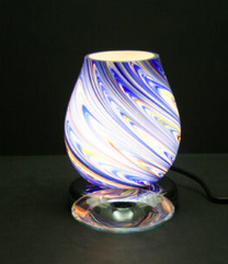 Touch Sensor Eggshell Glass Lamp, Blue Melting Paint