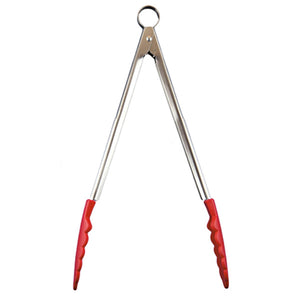 Cuisipro Locking Tongs, Red Silicone, 9.5"