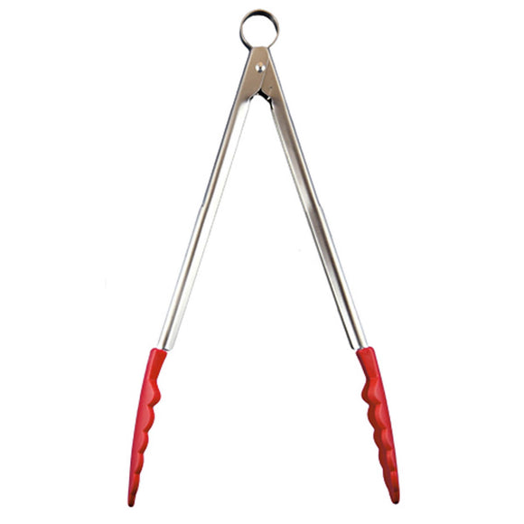 Cuisipro Locking Tongs, Red Silicone, 9.5