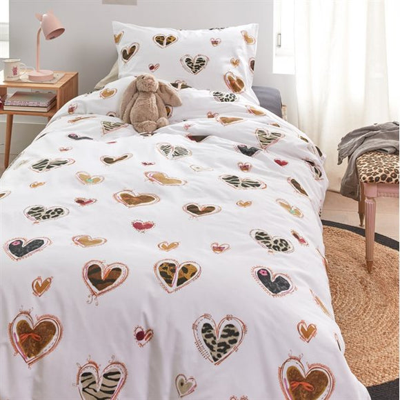 Animal Hearts Printed Duvet Cover Set by JO&ME, Twin 68x90