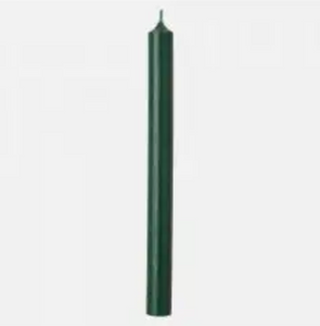 10" Dark Green Crown Stearin Wax Taper Candle, Single