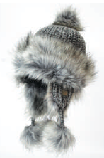 RMO  Medium Grey Fur Hat w/ Fur Traim, FLaps & Zoot