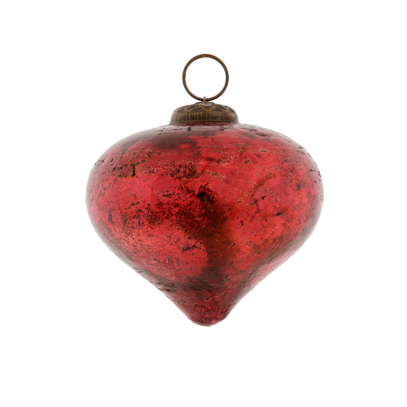 Glass Droplet Ornament, Ruby Foil 4x4