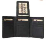 Rugged Earth Black Leather Fold-Over Wallet, Style 880034