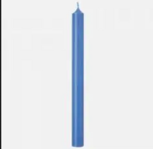 10" Light Blue Crown Stearin Wax Taper Candle, Single