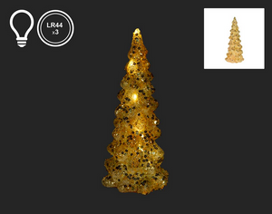 Gold LED Tree with Sequins, 10"
