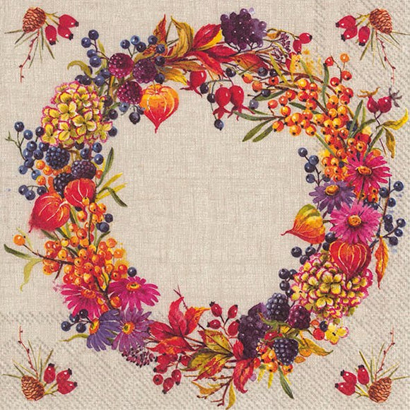 Lunch Napkin - Autumn Wreath