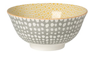 Now Designs Grey Dots Stamped Bowl, 6"