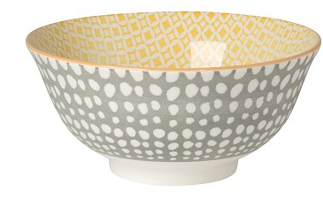 Now Designs Grey Dots Stamped Bowl, 6