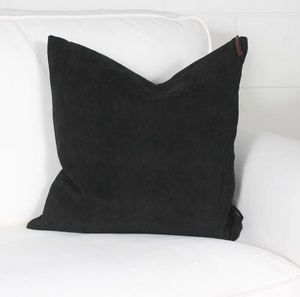 Marie Dooley Corduroy Throw Pillow, Black 18x18"