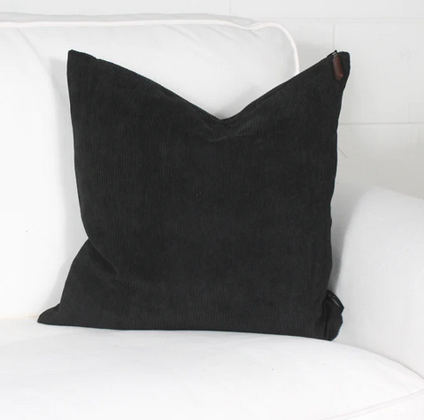 Marie Dooley Corduroy Throw Pillow, Black 18x18