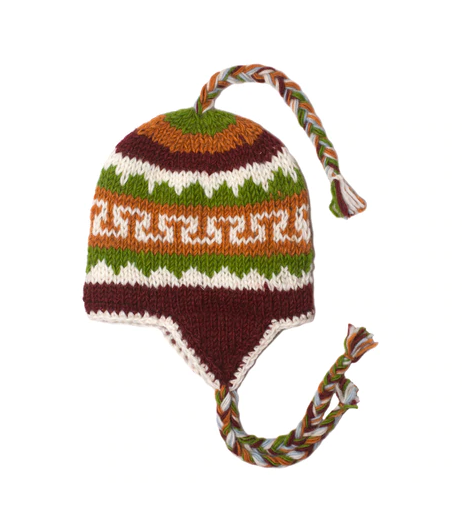 Wool Knitted Sherpa Hat, Kids Size - Orange