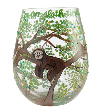 Sloth Time Wine Glass, 20oz Stemless