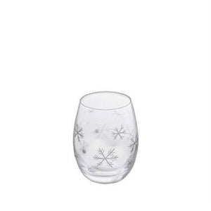 Stemless Wineglass, 20oz, Etched Falling Snow
