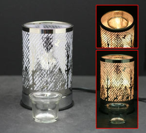 Touch Sensor Lamp, Silver Raven w/Scented Oil Holder, 7"