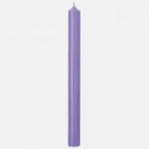 10" Lilac Crown Stearin Wax Taper Candle, Single
