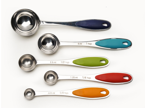 RSVP Measuring Spoon Set, 5pc w/ Coloured Handles