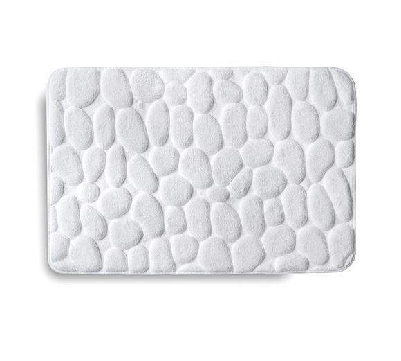 Harman Embossed Stone Memory Foam Bath Mat, White 20x32