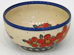 Bowl, 19x9cm, Red Flowers & Dots