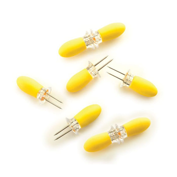 Yellow Interlocking Non-Slip Corn Holders, Set of 8