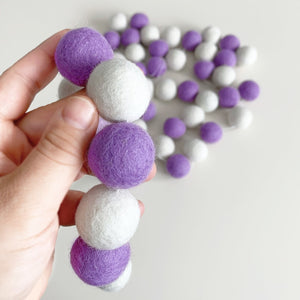 Hamro Large Felt Ball Garland, Multi-Purple (46"L)