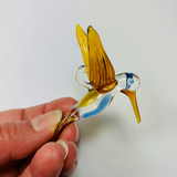 Dandarah Blown Glass Ornament, Honey & Blue Hummingbird