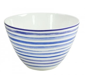"Nordic Blue Stripes" Bone China Bowl, 20oz